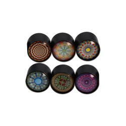 'Black Leaf' Zinc Grinder 3-part with Glass Dome